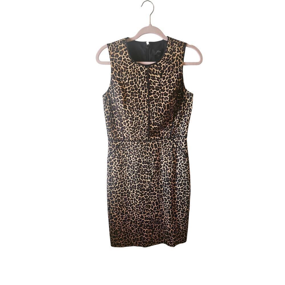 J. CREW Sheath dress leopard bi stretch cotton sz 4 - Picture 2 of 6